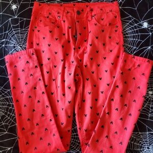 FOREVER 21 X DISNEY RED PANT WITH MICKEY PRINT